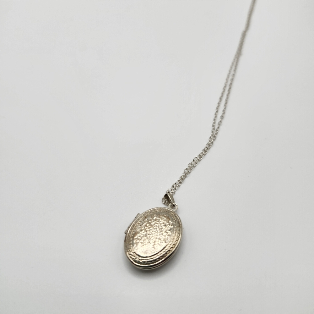 Chic Silver Oval Pendant Necklace